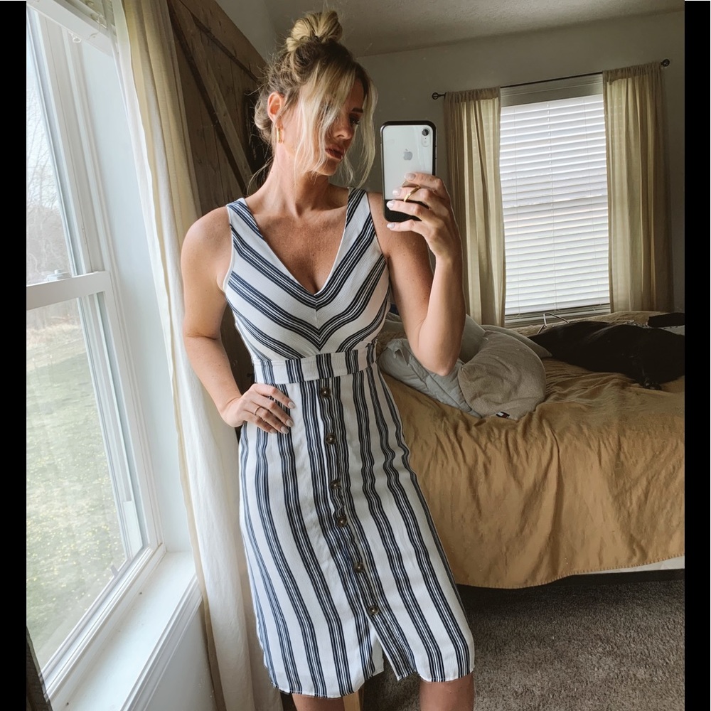 White And navy summer dress